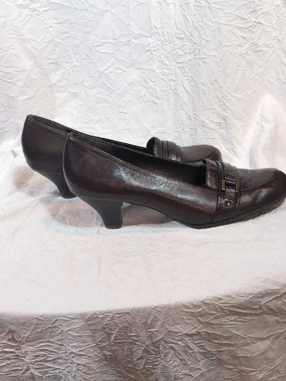 A2 By Aerosiles 9 1/2 Brown Leather Slip-On Loafers with Decorative Strap
